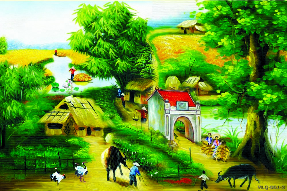 Phong cảnh làng quê - sơn dầu MLQ-001-3